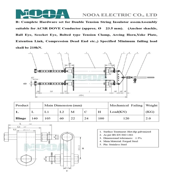 400 kV Double Tension Fitting for Glass Insulators